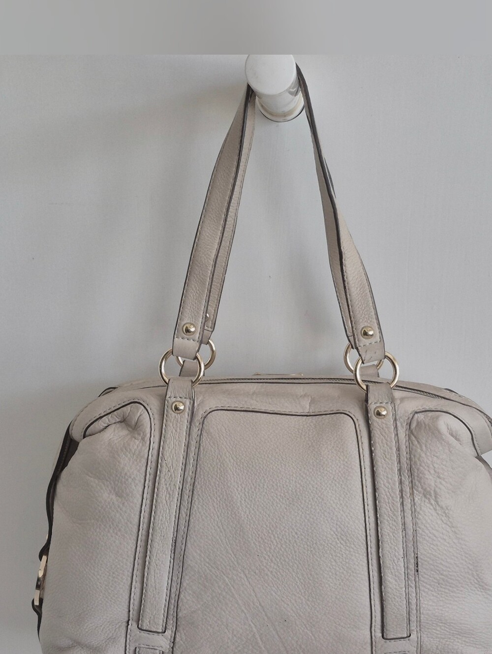 Michael Kors Fulton Light Beige Pebbled Leather Medium Shoulder Bag